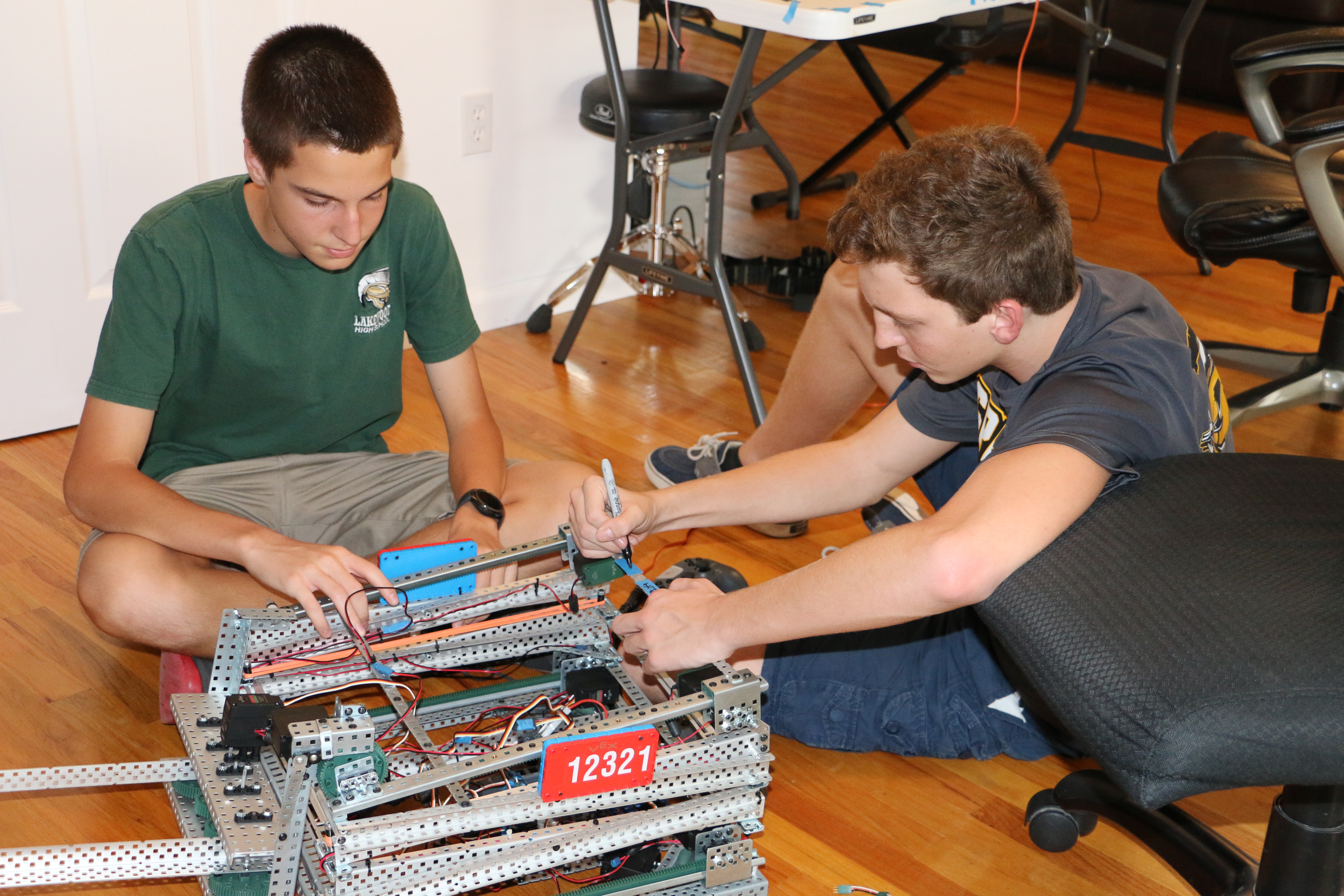 Rewiring Holonomic Drive 3 Labeling all the cables for better cable organization.